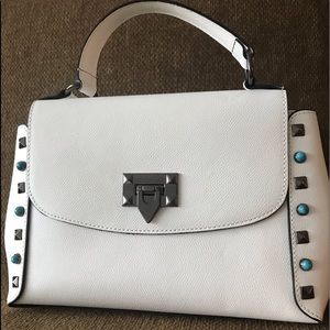 Leather Made in Italy white hand bag with strap
